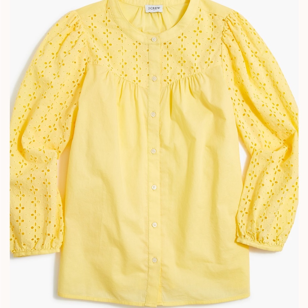 J. Crew Mixed-media button-front top - Size M